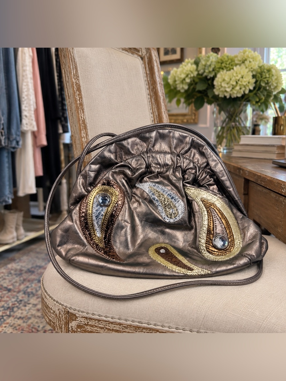 Vintage Luis Handbags Metallic Paisley Shoulder Bag Sharif Style